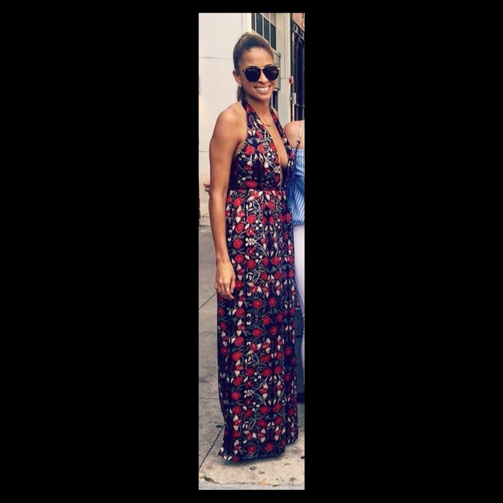 Red floral jumpsuit (Tall) Medium